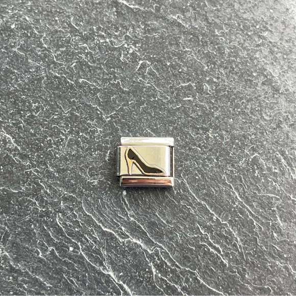 Morellato Stainless Steel  and Gold black enameled Shoe 👠 Charm - Picture 1 of 6